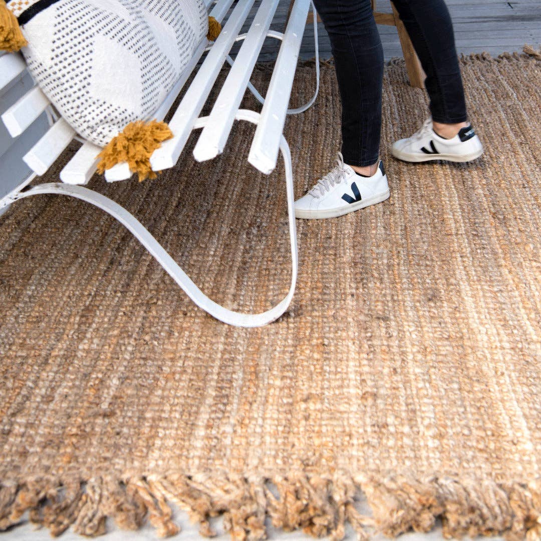 Fringed Natural Jute Oversized Mat