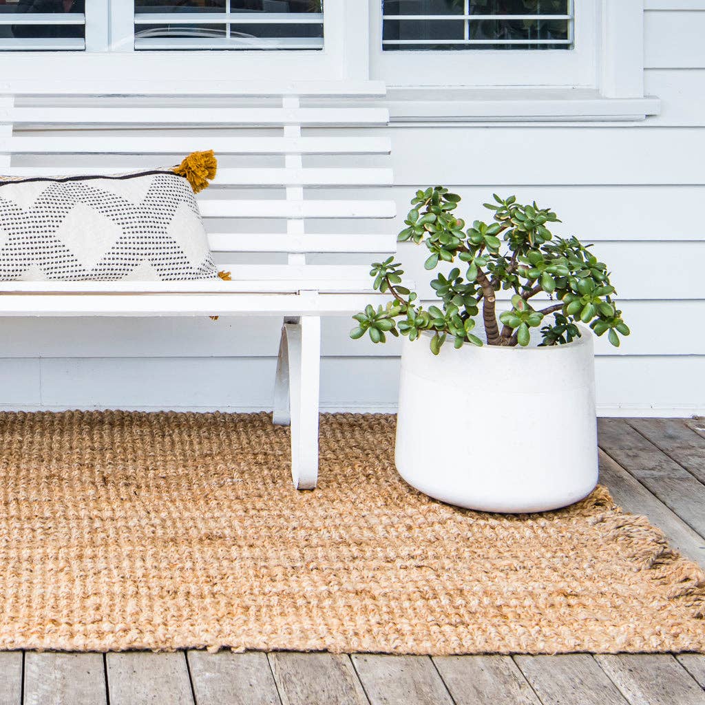 Fringed Natural Jute Oversized Mat