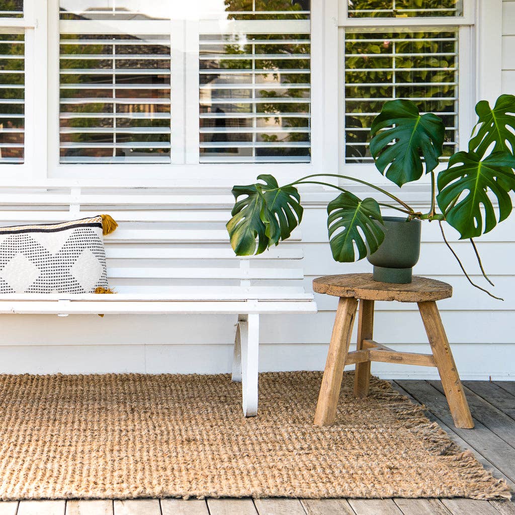 Fringed Natural Jute Oversized Mat