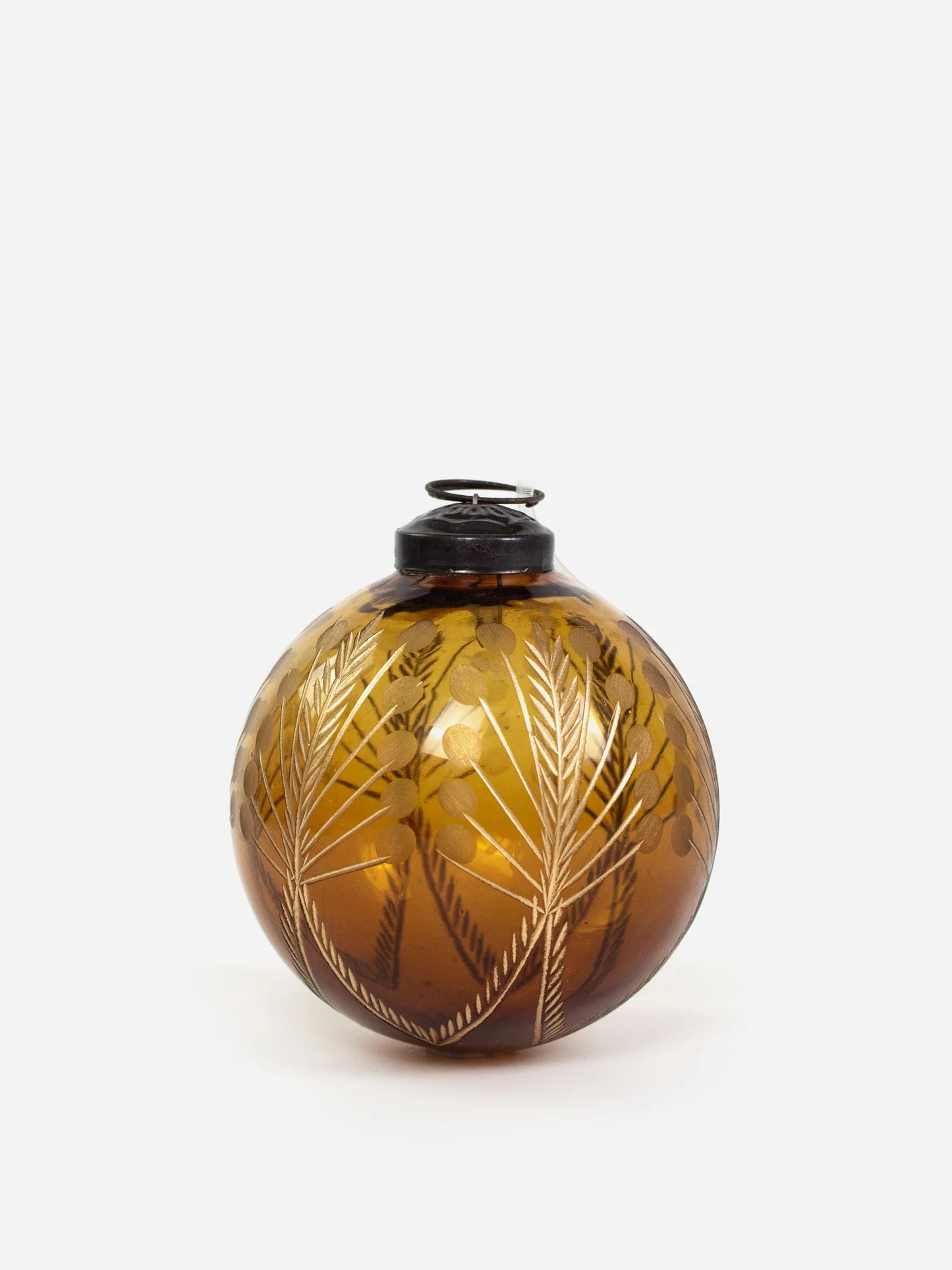 Amina Amber Glass Bauble