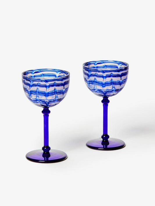 Watercolour Blue Coupes Set of 2