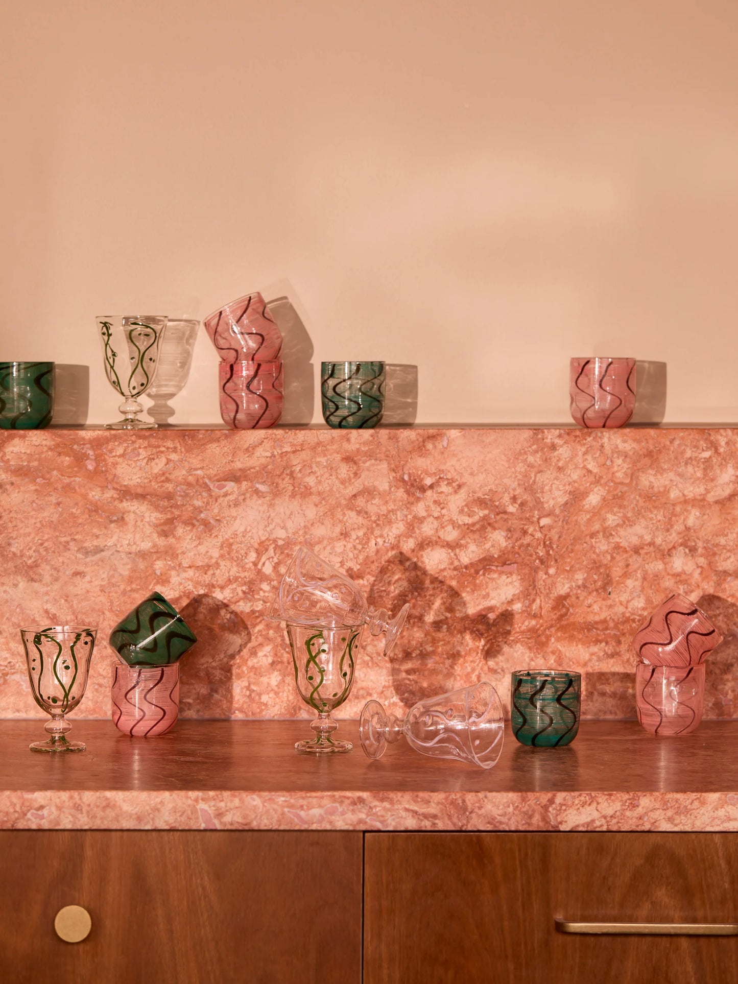 Swirl Green Tumblers Set of 2