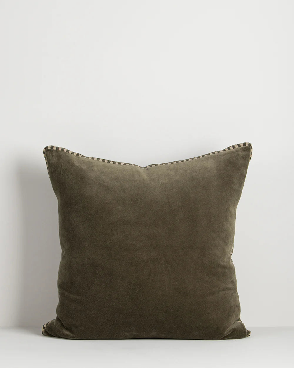 Edward thyme velvet cushion on white background
