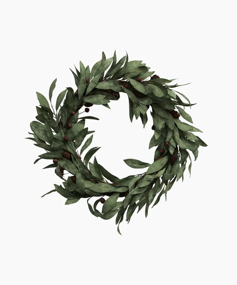 Eucalyptus and Brown Wood Berry Wreath Large
