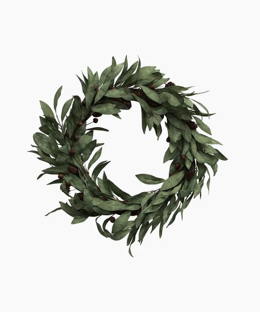 Eucalyptus and Brown Wood Berry Wreath Large