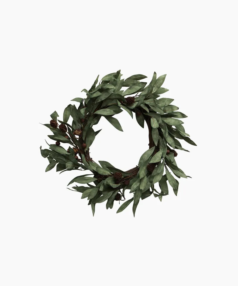 Eucalyptus and Brown Wood Berry Wreath Small