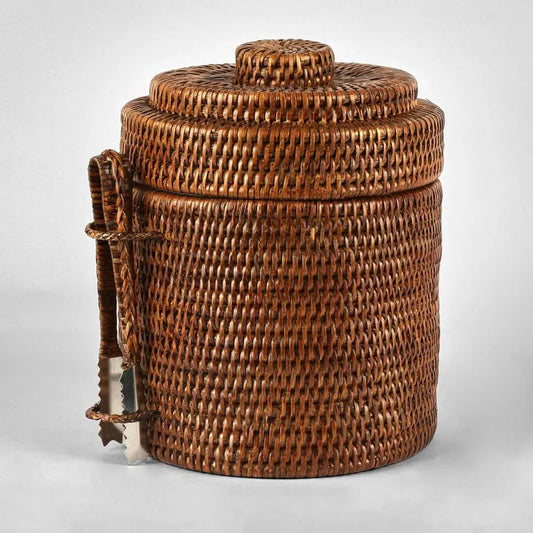 Paume Rattan Ice Bucket Antique Brown