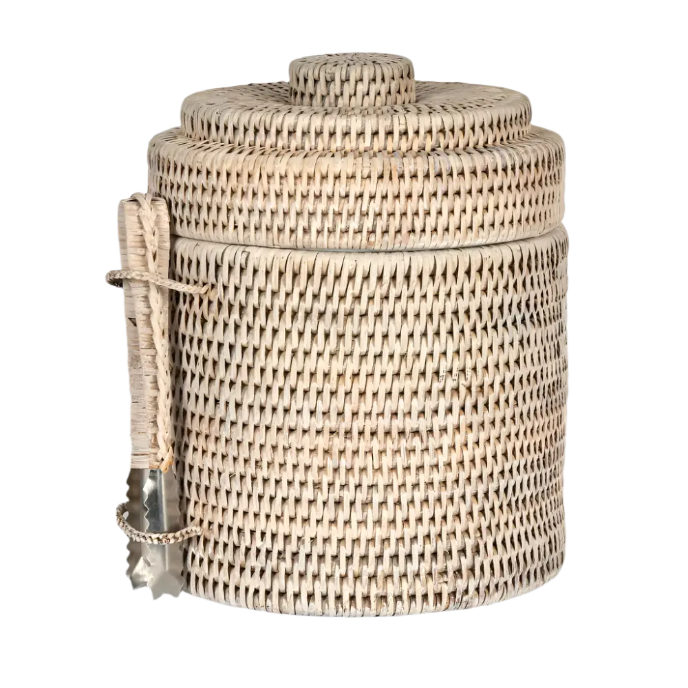 Paume Rattan Ice Bucket Whitewash - Willow + Hutch