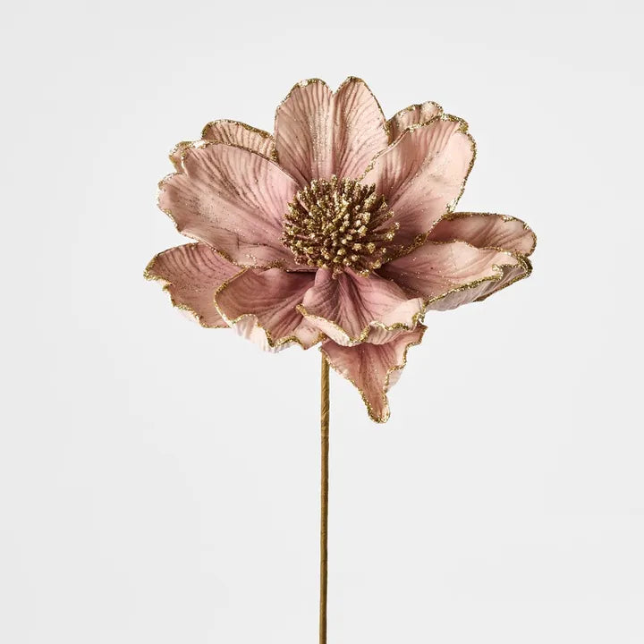 Glitter Magnolia Stem – Dusty Pink