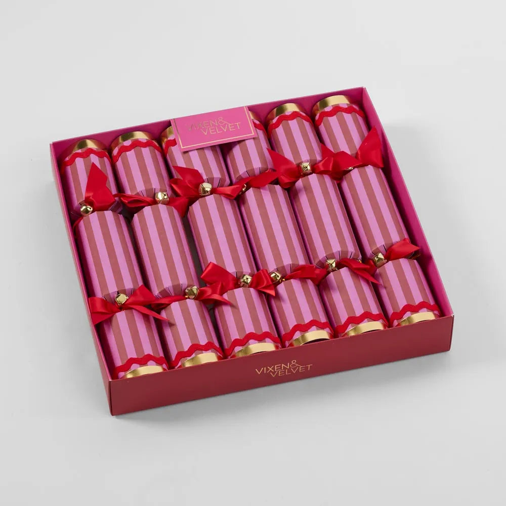 Scarlet Stripe Christmas Crackers – Pack of 6