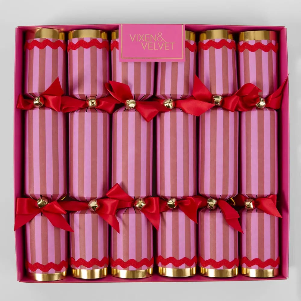 Scarlet Stripe Christmas Crackers – Pack of 6