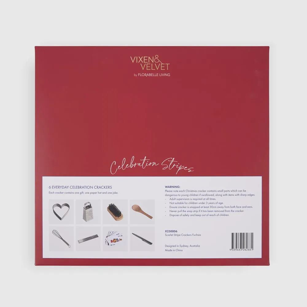 Scarlet Stripe Christmas Crackers – Pack of 6