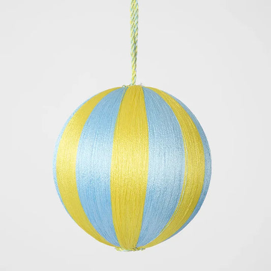 Silk Stripe Bauble – Large Yellow & Blue