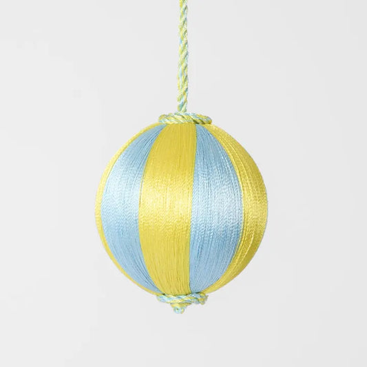 Silk Stripe Bauble – Small Yellow & Blue