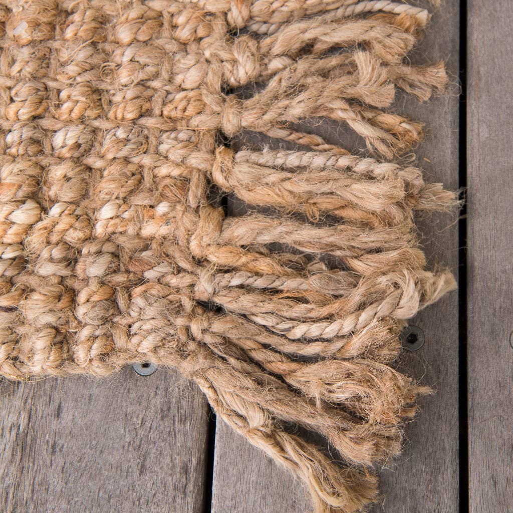 Fringed Natural Jute Oversized Mat