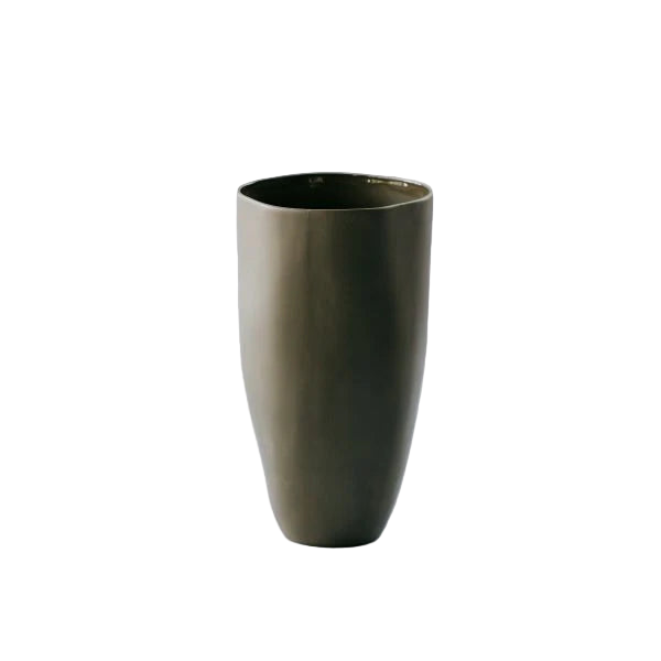 Green vase on a white background