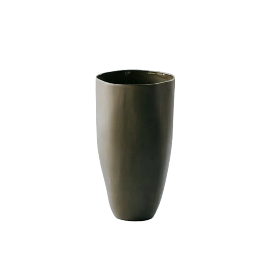 Green vase on a white background