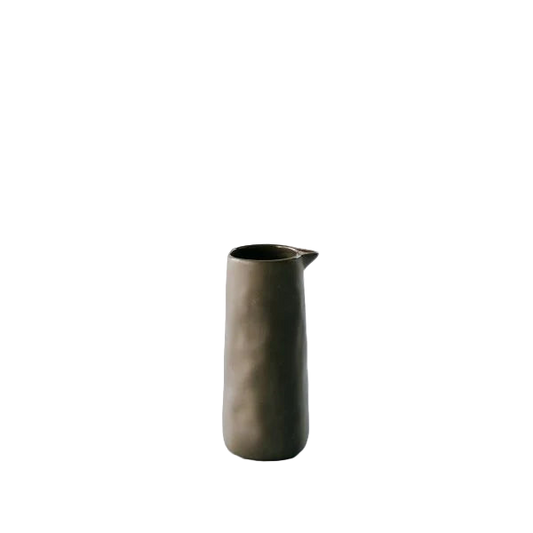 small flax khaki jug on white background